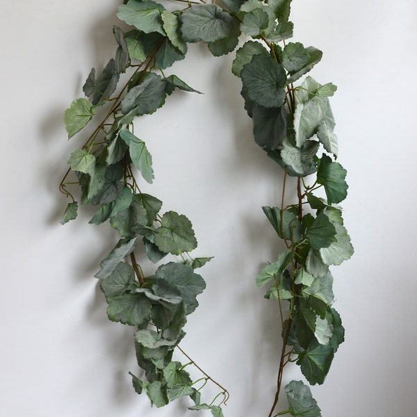 65" Faux Dusty Green Geranium Vine, Artificial Plant, Decorative Greenery, Wedding/Home Decorations, DIY Forals, Gifts