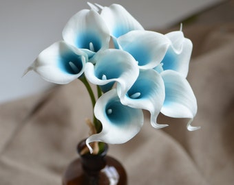 9 Malibu Picasso Calla Lily Blue Real Touch Calla Lilies DIY Wedding Bouquets Centerpieces