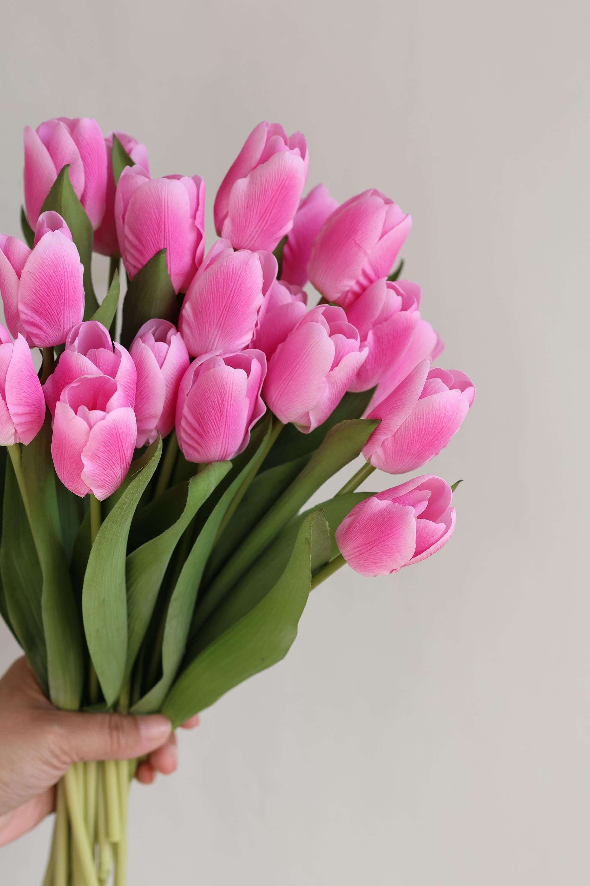 ENOVA HOME 20 Tulipani Artificiali Real Touch In Vaso Con Acqua Finta - Bianco