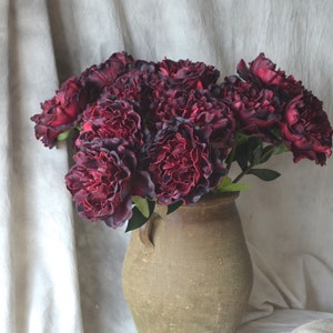 Dark Burgundy Peonies, Real Touch PU Flowers, DIY Silk Wedding, Bridal Bouquets, Wedding Table Centerpieces image 3