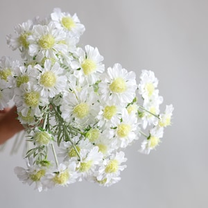 23.6&quot; Artificial Sweet Scabious Blossom Branch With Buds, Fake Daisies, DIY Floral, Wedding/Home/Holiday Decorations |Mom Gifts for Her