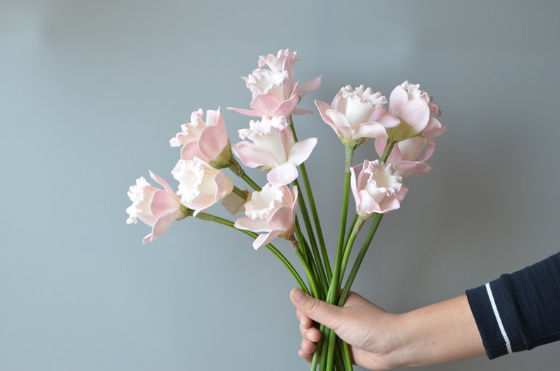 Pink Daffodils PU Real Touch Flowers Artificial Daffodils Etsy