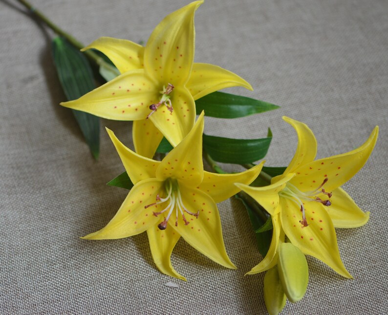 Yellow Tiger Lily Long Stems DIY Silk Wedding Bridal Bouquets Etsy Canada
