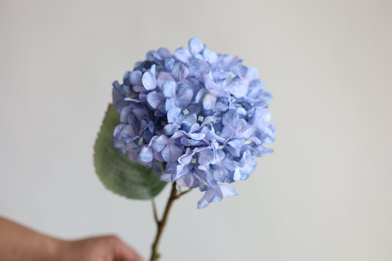 20 Blue Dried Look Hydrangeas, Fake Spring Summer Artificial Hydrangeas Branch, DIY Forals/Wedding Home Decor/DIY Bouquets, Gifts for Her Blue-BaLuoKe