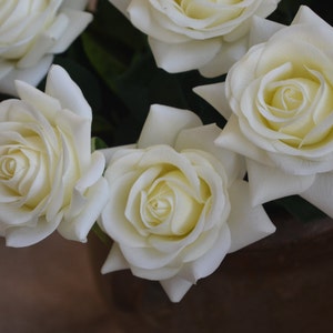17 Ivory Cream Real Touch Faux Roses, Aritificial DIY Florals Supply Wedding/Home/Kitchen Decoration Gifts, DIY Bouquets/Centerpiece image 5