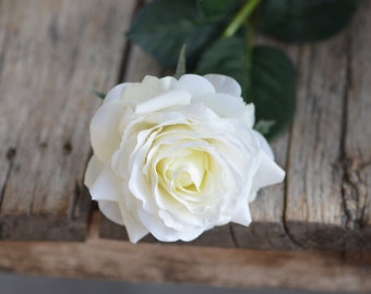White Real Touch Artificial Roses, DIY Florals, Wedding/Home/Kitchen Decor, Holiday Decor, Gifts For Her, DIY Bouquets/Centerpieces