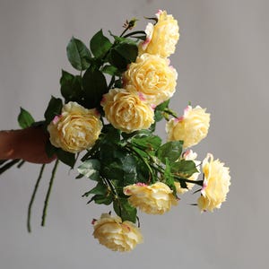 25.5" Fake Soft Yellow Real Touch Roses, High-Quality Artificial Flowers, DIY Floral Spring Summer Wedding/Home Decorations, Gifts for Her
