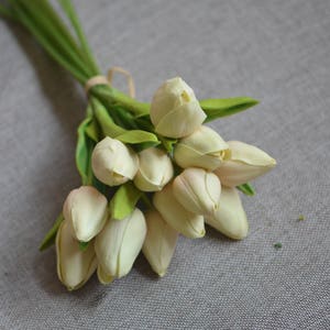 Real Touch Tulips For DIY Wedding Bouquets Centerpieces Tulips Buds Ivory Purple Tulips image 4