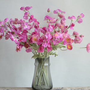 Ramo di fiori di papavero finto rosa da 20", 4 fiori per ogni spruzzo, fiori di pisello dolce finti realistici, floreale fai da te, decorazioni per matrimonio/casa/cucina
