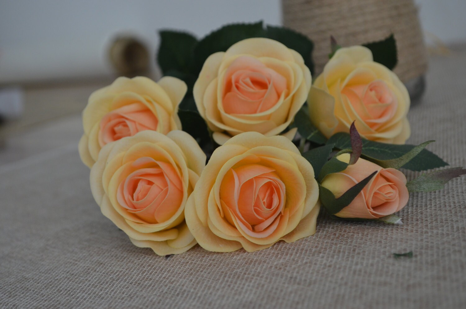 Real Touch Silk Roses Spray Ivory Blush Pink Champagne Roses Etsy