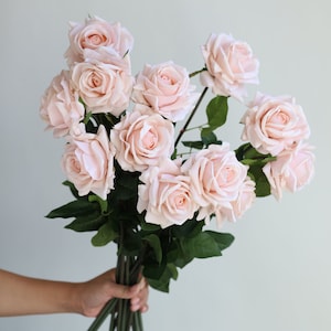 29.5" Soft Blush Pink Real Touch Roses, High Quality Artificial Flowers, DIY Florals | Wedding/Home/Kitchen Decoration | Gifts, DIY Bouquets