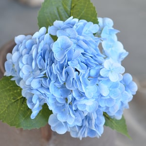 20" Real Touch Blue Hydrangea Stem, High Quality Artificial Flower | DIY Florals Supply | Wedding/Home/Kitchen Decoration | Gifts light blue--daxiuqiu