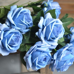 Dusty Blue Real Touch Artificial Roses, Vintage/Handmade Home/Wedding/Occasion Decors, Special Gifts, DIY Wedding Bouquets/Florals image 7