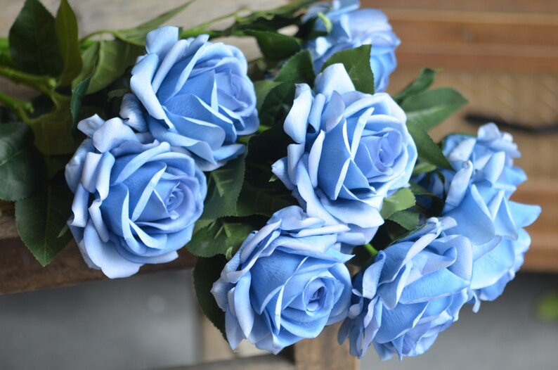 Dusty Blue Real Touch Artificial Roses, Vintage/Handmade Home/Wedding/Occasion Decors, Special Gifts, DIY Wedding Bouquets/Florals image 7