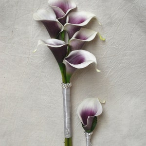 Purple Picasso Calla Lilies Natural Touch Silk Bridesmaid - Etsy
