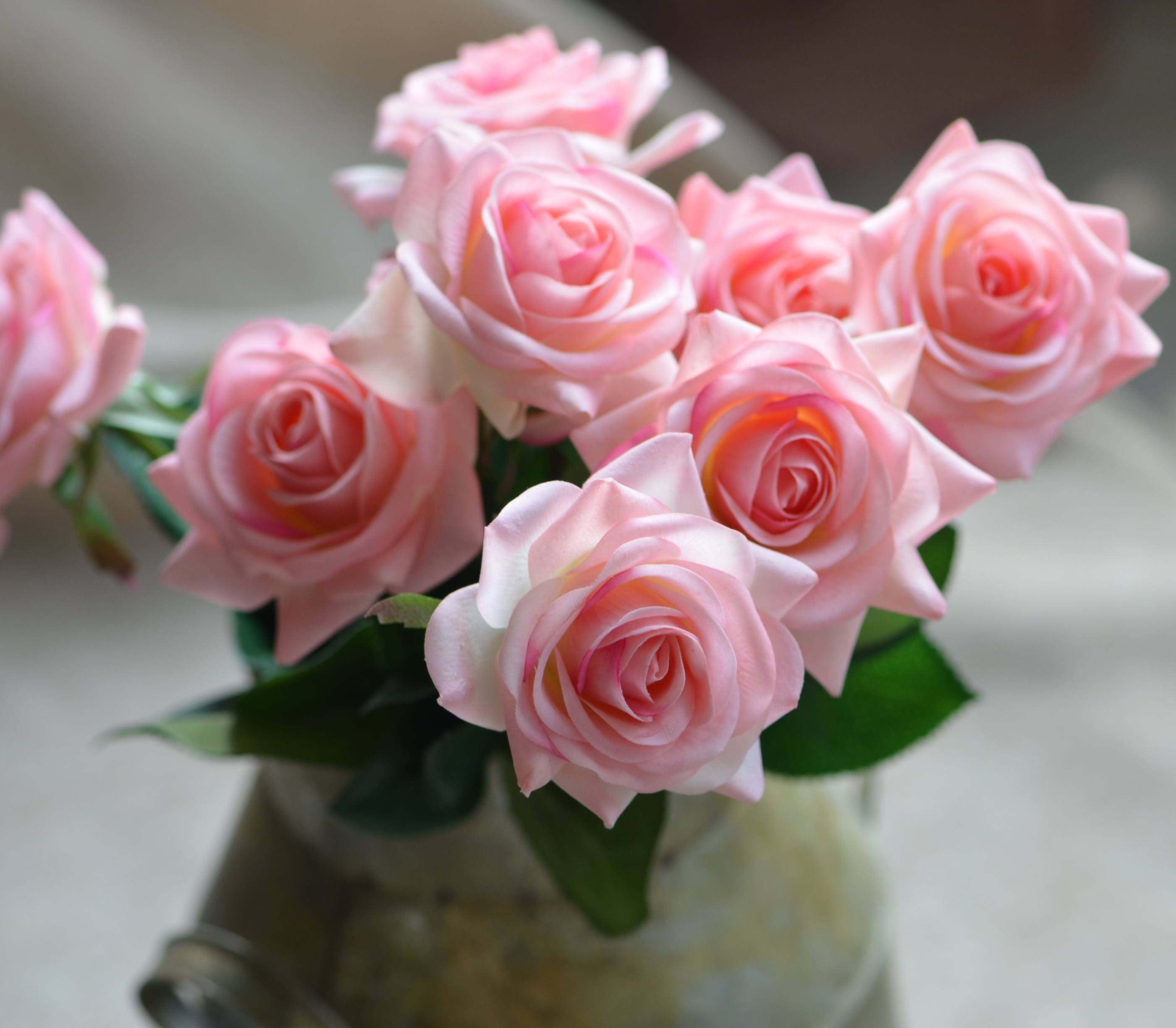 Real Touch Pink Roses Silk Roses DIY Wedding Bouquets Etsy