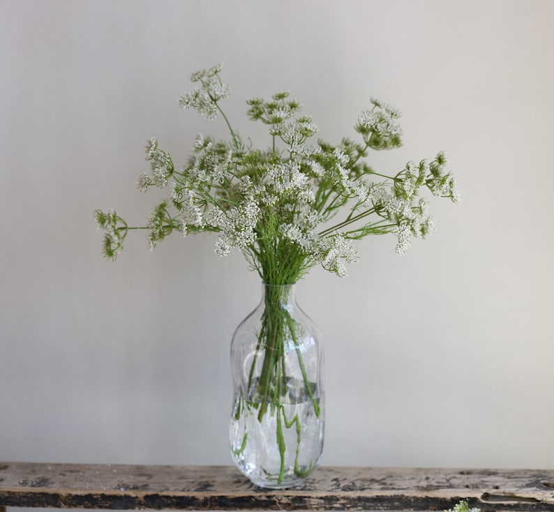 Tallo de planta de encaje falso de la reina Ana de 19,7 , 3 cabezas en blanco, rama de flores artificiales de primavera, flores de bricolaje / boda / hogar / decoración de cocina, regalos imagen 4