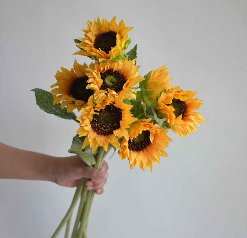 23.6 Real Touch Faux Sunflowers, Artificial Sunflowers, Fake Sunflowers Centerpieces, DIY Floral, Wedding/home Decorations imagem 2