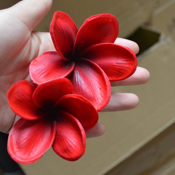 Natural Real Touch Dark Red Artificial Silk frangipani Plumeria flower heads DIY cake decoration