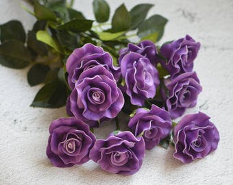 Purple Roses PU Real Touch Roses Real Touch Flowers For DIY Wedding Bouquets Centerpieces