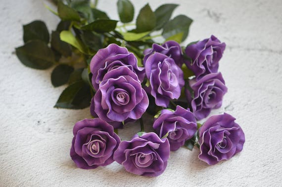 Roses violettes PU Real Touch Roses Real Touch Fleurs pour DIY - Etsy France