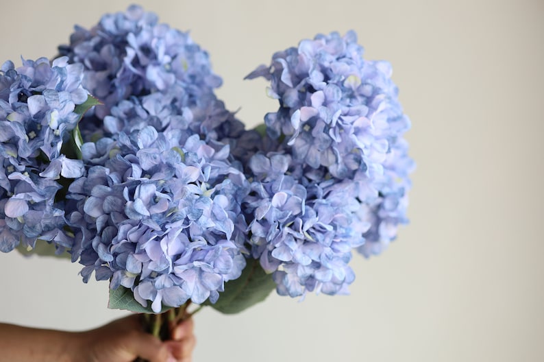 20 Blue Dried Look Hydrangeas, Fake Spring Summer Artificial Hydrangeas Branch, DIY Forals/Wedding Home Decor/DIY Bouquets, Gifts for Her image 10