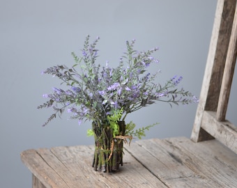 Faux wild lavender bundle with dried Wood, Rustic country style, Lavender arrangement
