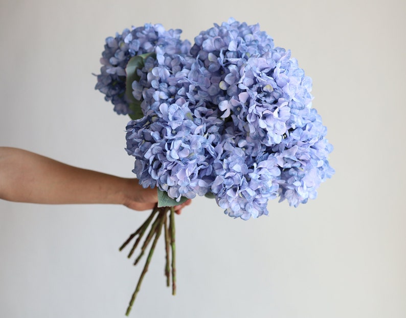 20 Blue Dried Look Hydrangeas, Fake Spring Summer Artificial Hydrangeas Branch, DIY Forals/Wedding Home Decor/DIY Bouquets, Gifts for Her image 6