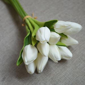 Real Touch Tulips For DIY Wedding Bouquets Centerpieces Tulips Buds Ivory Purple Tulips image 9