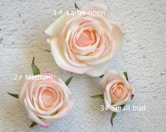 Blush Rose Heads Real Touch Roses DIY Wedding Cake Toppers Silk Wedding Fleurs