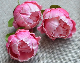 Hot Pink Peony Blooms Real Touch Flowers Peonies DIY Cake Toppers Peonies Heads Wedding Decorations