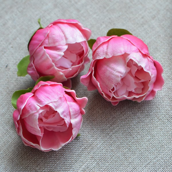 Hot Pink Peony Blooms Real Touch Flowers Peonies DIY Cake Toppers Peonies Heads Wedding Decorations