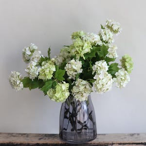 Fiore di palla di neve finto da 25" in crema/verde, fiori al tatto, piante finte, fiori fai da te, decorazioni per matrimoni/casa/cucina/regali