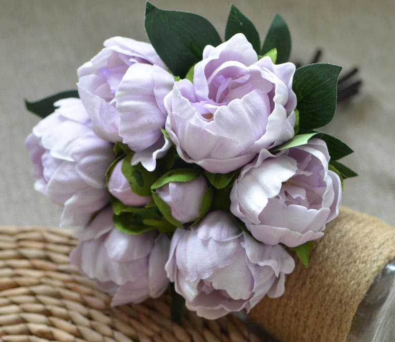 Lilac Peonies Real Touch Flowers Silk Bridal Bouquets DIY Etsy