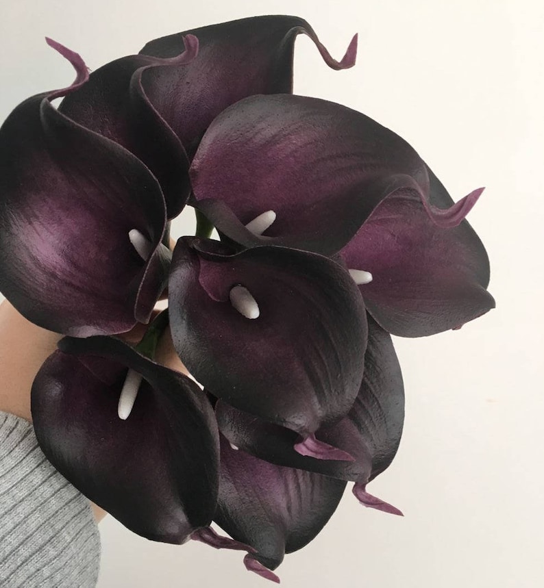 Plum Purple Calla Lilies Real Touch Flowers DIY Silk Wedding Etsy