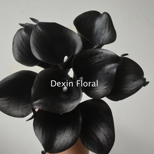 Black Calla Lilies Centerpieces Black Real Touch Flowers DIY Silk Wedding Bouquets, Centerpieces, Wedding Decorations, 9pcs/set