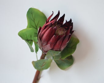 Dark Burgundy King Protea, Silk Artificial Burgundy Protea, Flowers, DIY Wedding Bouquets, Centerpieces
