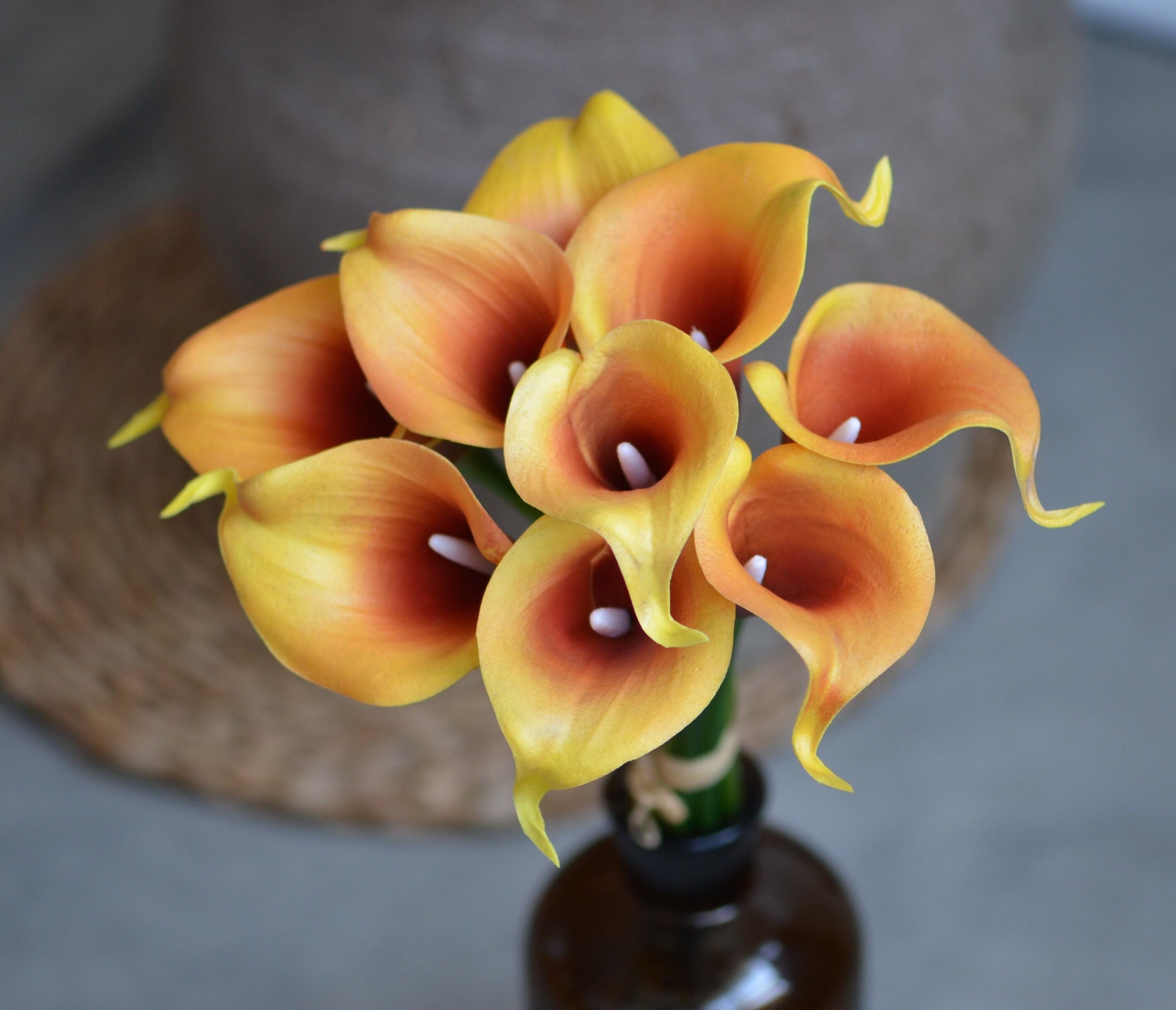 Autumn Burnt Orange Calla Lilies Rust Orange Real Touch Calla Etsy