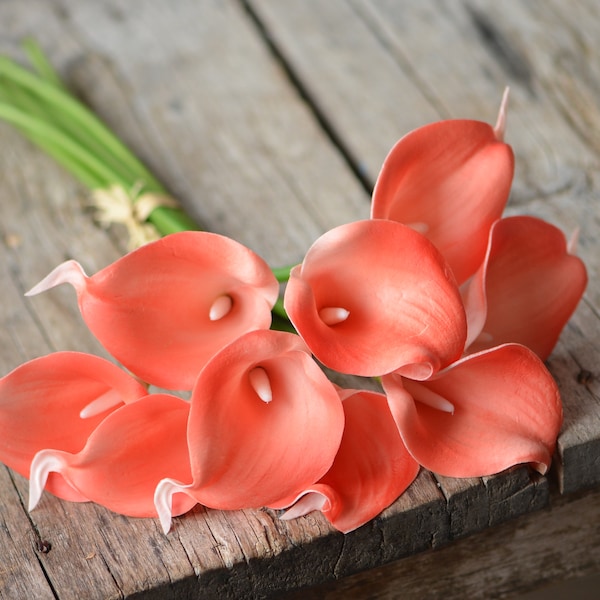 Lys Coral Calla, Real Touch Faux Calla Lilies, Bouquets de mariage DIY, Centres de table de mariage