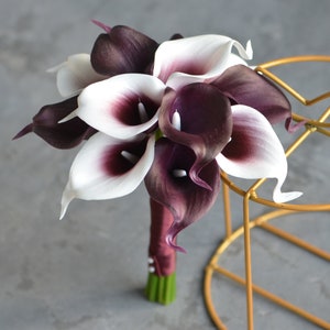Burgundy Wedding Bouquet, Real Touch Calla Lily, Deep Red Bridal ...