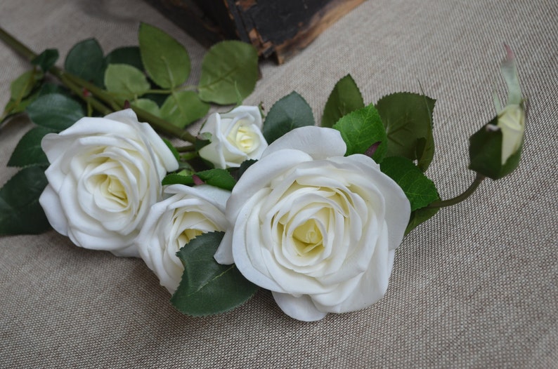 White English Garden Roses Real Touch Silk Latex Large Roses - Etsy