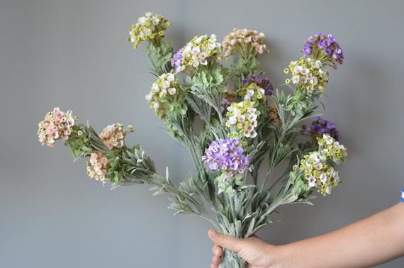 Fake Wild Flowers in Blush Peach, Purple Round Flowers, Artificial Mini  Flowers Stem, DIY Bouquets Wild Flowers, Wedding Centerpieces 
