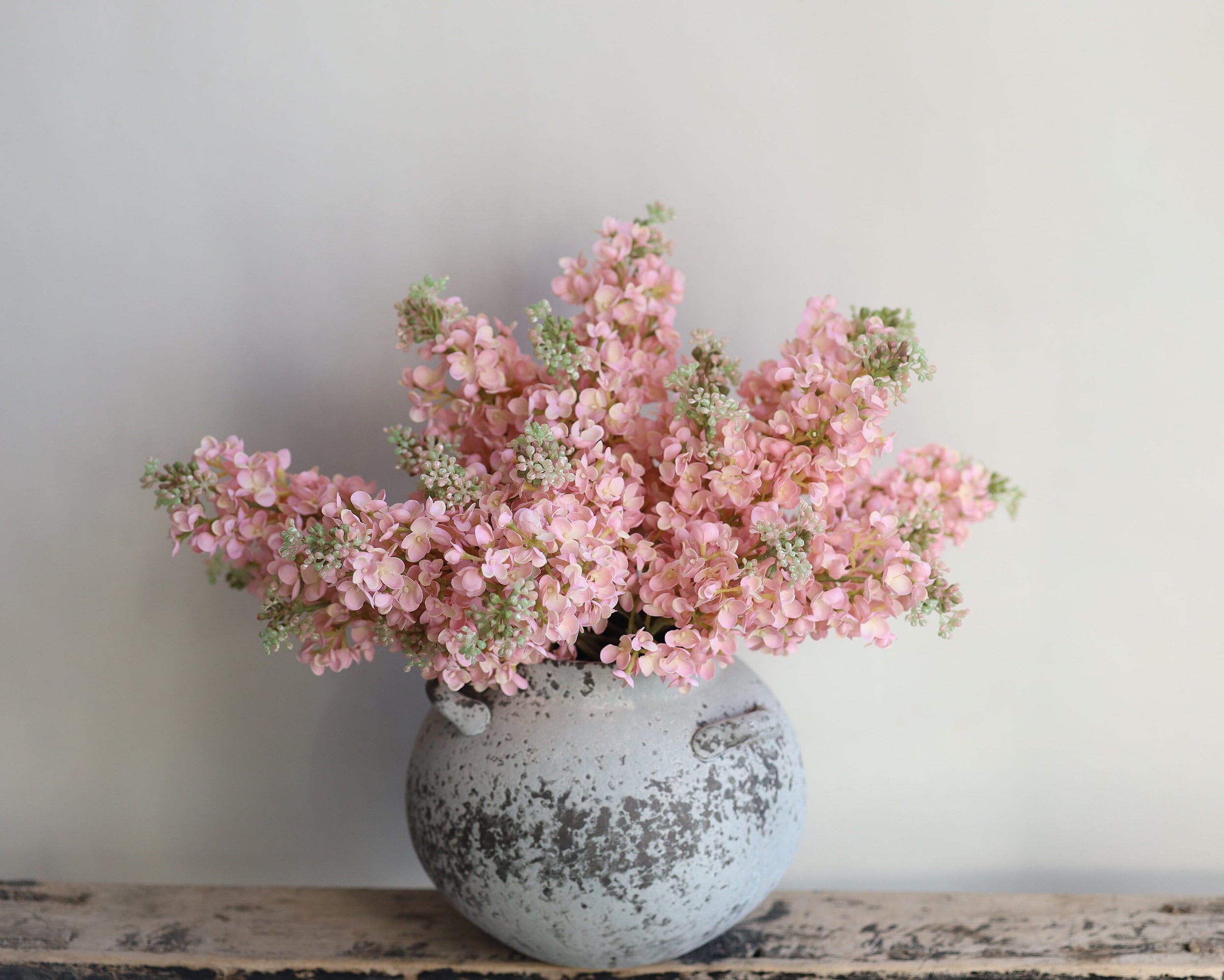 24.8" Real Touch Faux Blush Pink Lilacs Branch, Artificial Lilacs Hydrangeas Flowers, DIY Foliage Floral Wedding/Home/Kitchen Decorations