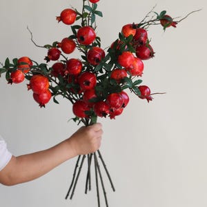29&quot;Faux Pomegranate Branch in Dark Red/Orange, Artificial Fruits, Fake Fall Winter Office/Wedding/Home Decorations/Holiday Gifts for Her