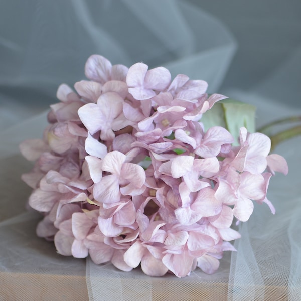 20" Lilac Dried Look Hydrangeas, Artificial Faux Flowers, Wedding Home Decorations, DIY Florals, Gifts For Her, Light Purple