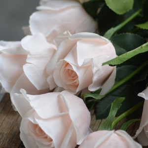 Blush/Pale Pink Real Touch Artificial Half-Open Roses, DIY Florals Wedding/Home/Kitchen Decoration Gifts, DIY Bouquets/Centerpiece image 4