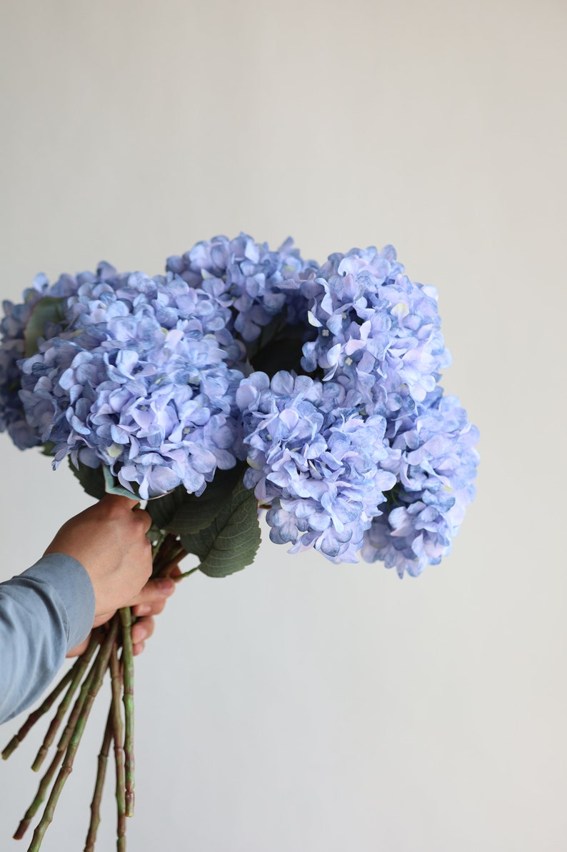 20 Blue Dried Look Hydrangeas, Fake Spring Summer Artificial Hydrangeas Branch, DIY Forals/Wedding Home Decor/DIY Bouquets, Gifts for Her image 7