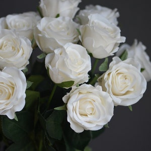 17&quot; Morandi White Real Touch Faux Roses, Aritificial Flowers, Special Ivory White Color Rose, DIY Floral, Home/Wedding Decorations