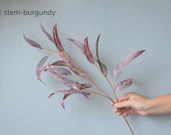 Burgundy Wine Willow Eucalyptus Stems, fuax Eucalyptus Stem, DIY Wedding Centerpieces, Eucalyptus Home Decors
