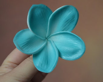 Aqua Plumerias Real Touch Flowers Blue Artificial Silk frangipani Plumeria flower heads for cake decoration